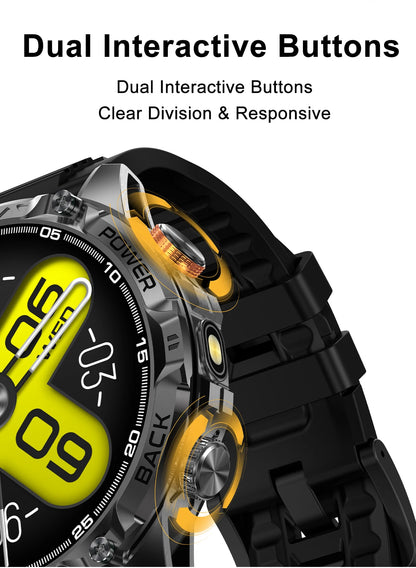 LIGE New Military T-Rex 3 Ultra Smart Watch 1000mAh Battery IP68 Waterproof Compass Flashlight Sports Tracker Smartwatch