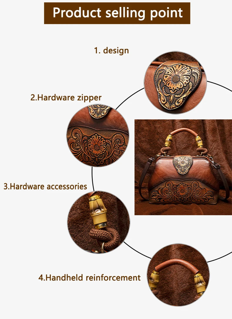 2026 Retro Embossed Women's Crossbody Handbag Large Capacity Versatile Single-Shoulder Bag