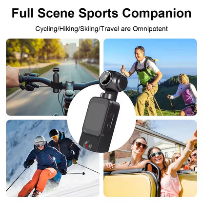 Sherway 4K Pocket Action Camera 270° Auto Rotatable Stabilization Touch Screen Sports DV Bodycam 4X Zoom Portable Digital Video Recorder