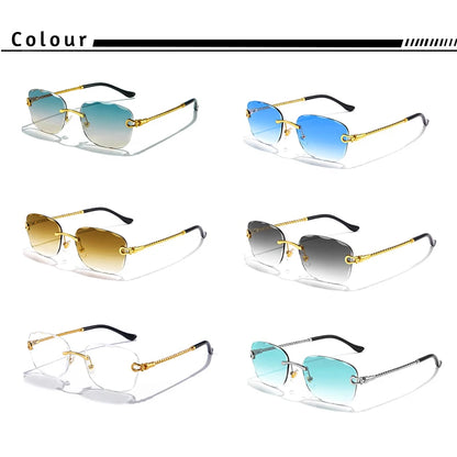 CATERSIDE Retro Fashion Sunglasses Women Men Brand Designer Rimless Gradient Sun Glasses Shades