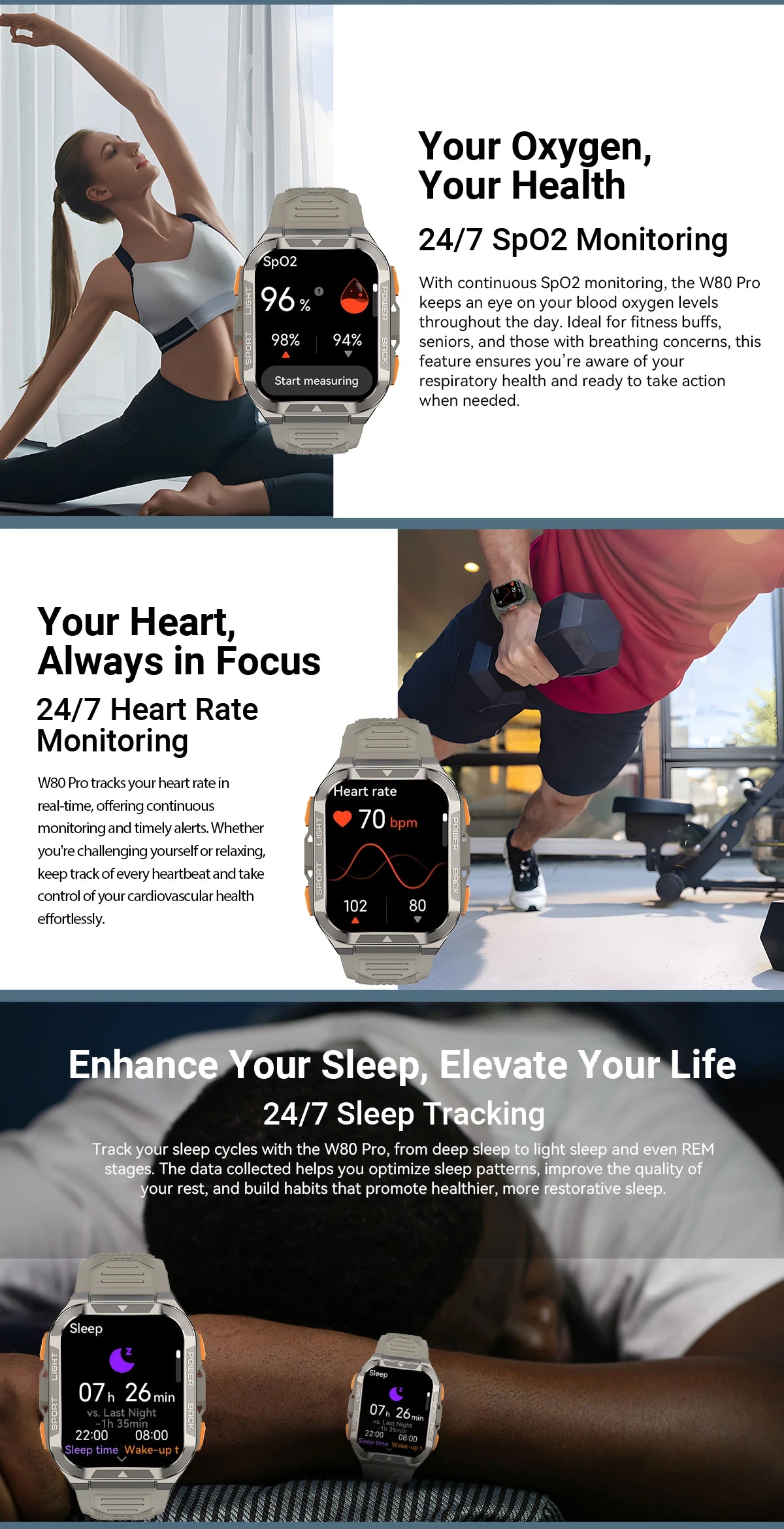 Blackview PRO Outdoor Rugged Smart Watch, GPS Position Smartwatch, 1.91‘’ Display, 900mAh with Flashlight