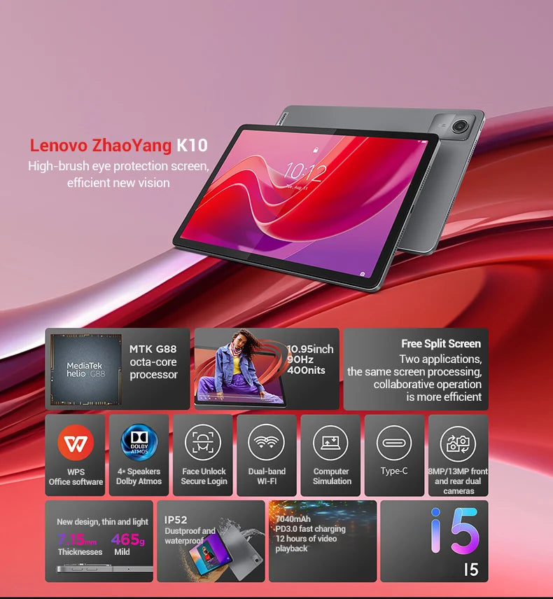Lenovo Global Rom Tablet K10 M11 WIFI/LTE MTK Helio G88 Multi Language 10.95-inch
