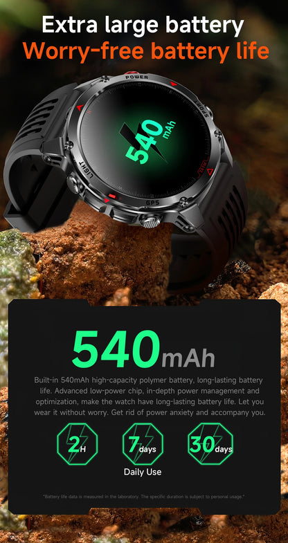 LIGE New Professional GPS Track Sports Smartwatch Outdoor RIDE Run Compass Altimeter 3ATM Fitness Bracelets 540mAh Watches