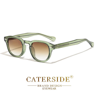 CATERSIDE Retro Round Men Sunglasses Punk Propionic Acid Pin Temple Luxury Sun Glasses Eyewear UV400