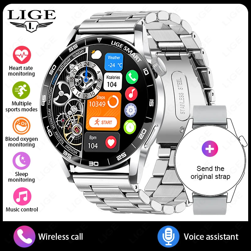 Title
LIGE Smartwatch Men For Android iOS Phone 1.38" HD Bluetooth Call Heart Rate Monitor Waterproof Sport Smart Watch
