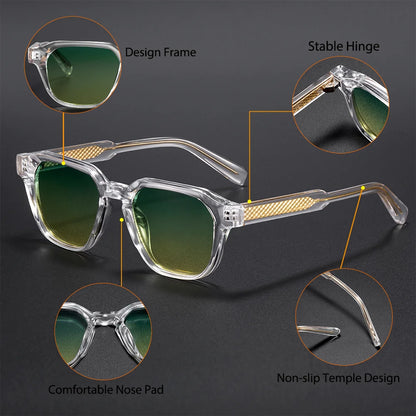 CATERSIDE Men Women Fashion square Frame Sunglasses Daily Wear UV400 Protection Eyewear PC Frame Propionate Pin Legs
