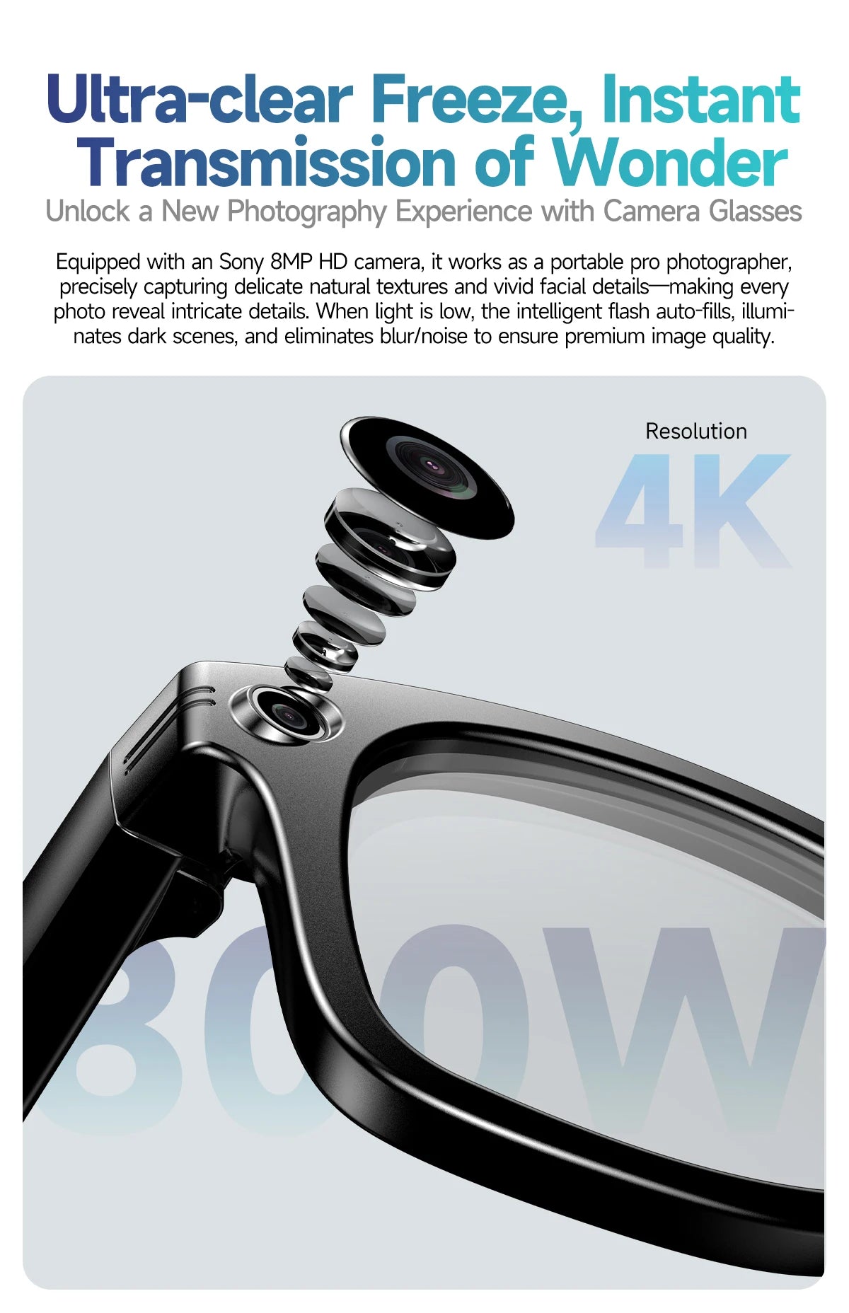 GUHUAVMI AI Smart Glasses 800W Anti Shake HD Camera Video Recording Languages Translation Sunglasses Bluetooth Call Music Play