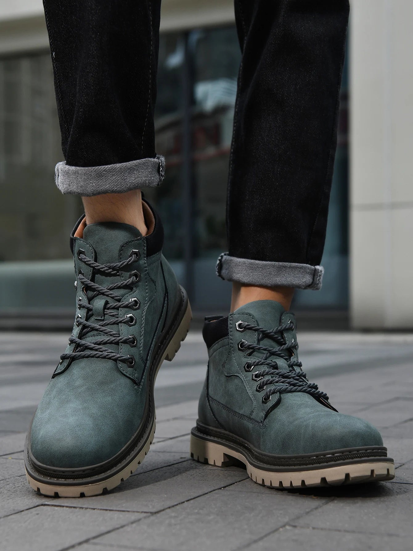 Handmade Men's Ankle Boots Genuine Leather Winter Leather Shoes Outdoor High Top Hiking Boots Sneakers