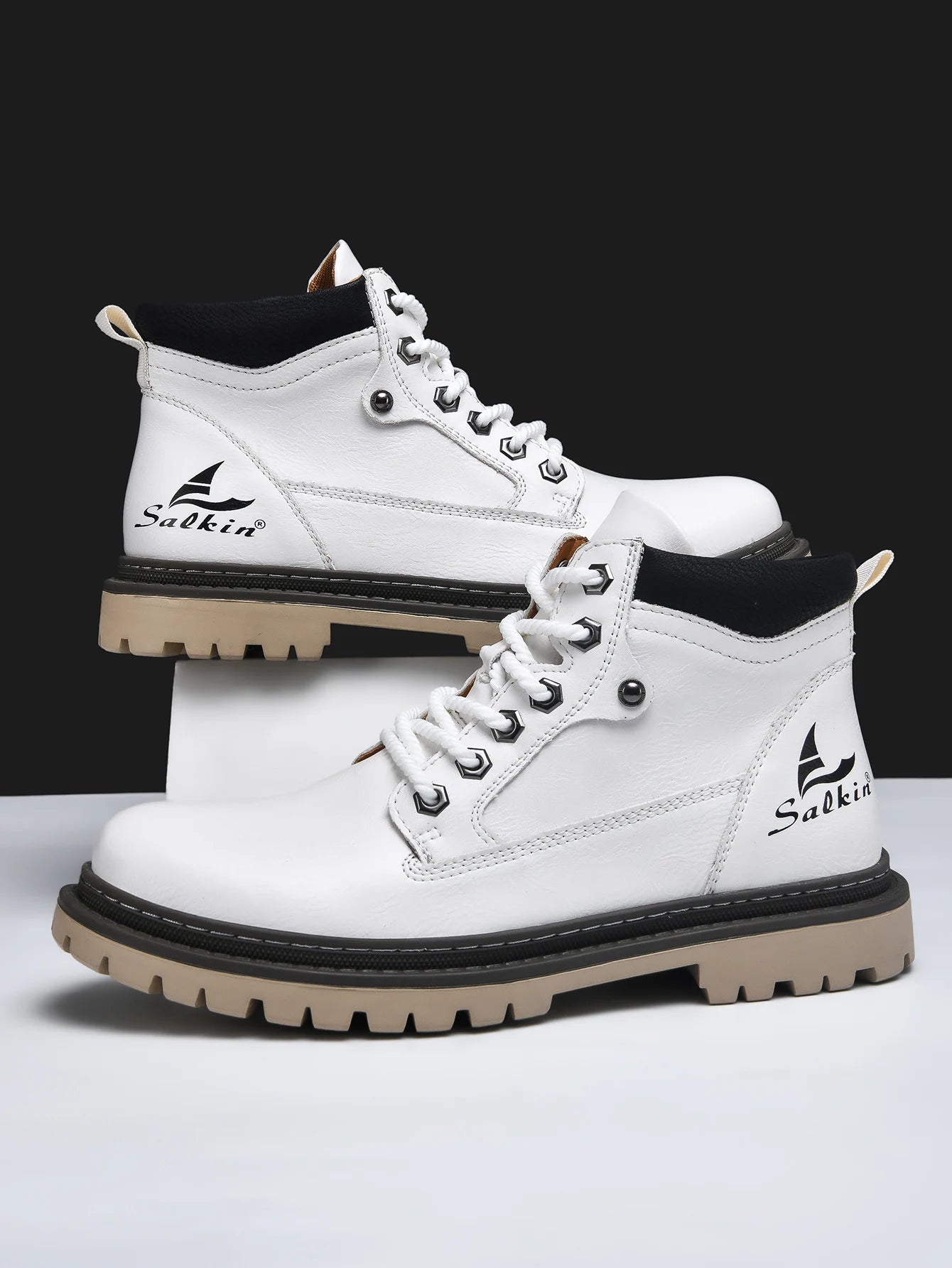 Handmade Men's Ankle Boots Genuine Leather Winter Leather Shoes Outdoor High Top Hiking Boots Sneakers