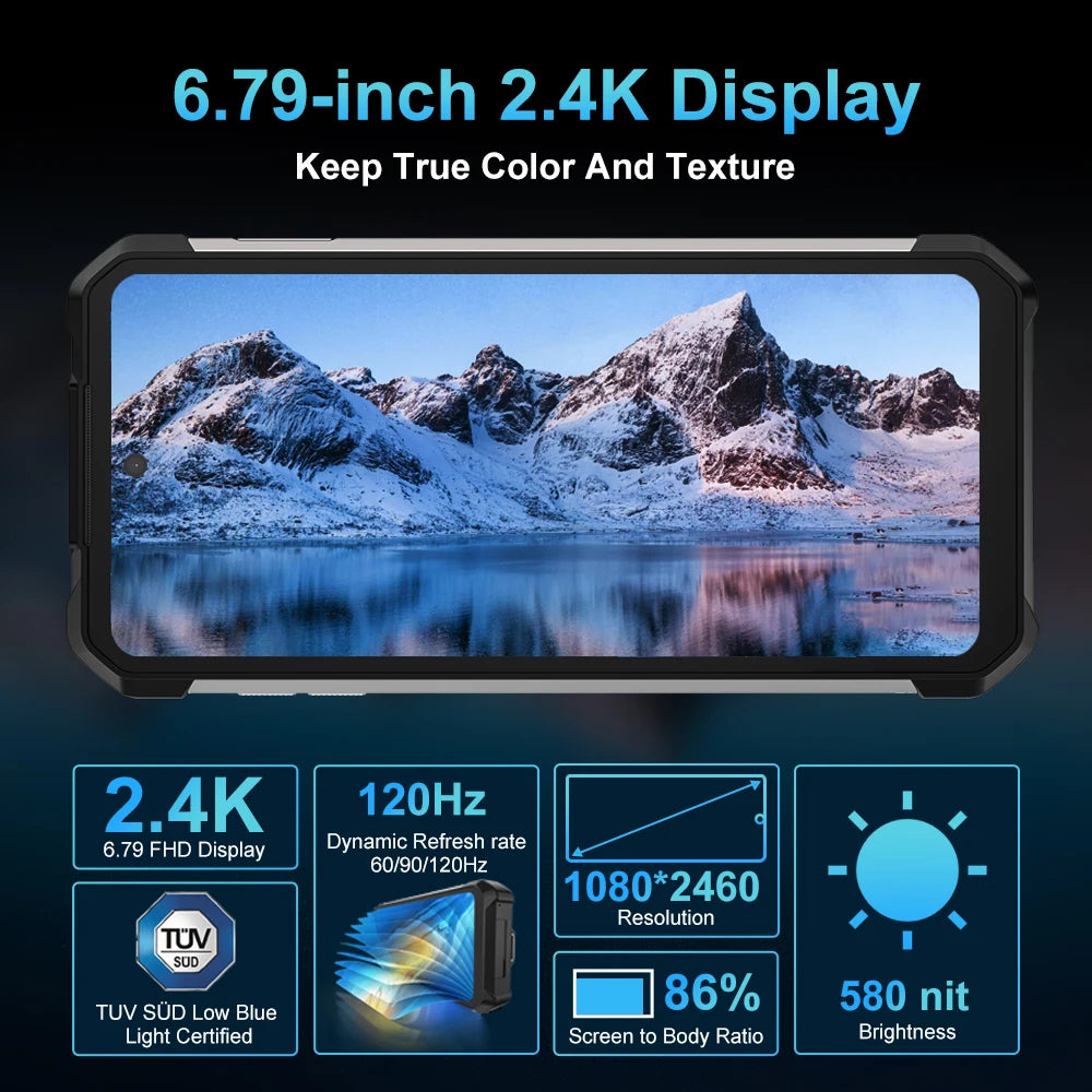 Unihertz Tank 2 PRO Rugged Phones with Projector 2.4K 23800 mAh 24GB+512GB Android 14 100MP NFC 120W G99 Octa Core Dual SIM