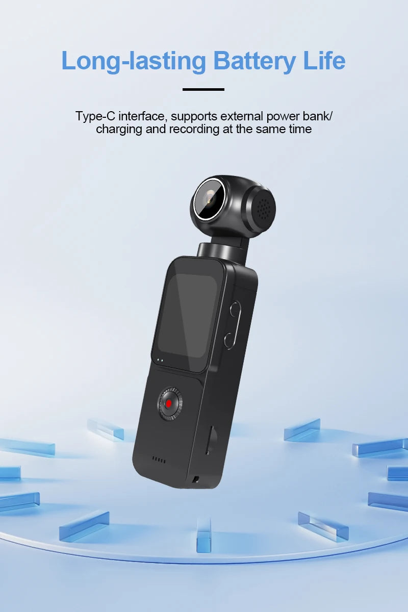 RANWOMEN 5K Pocket Action Camera 1.69-inch LCD Display Screen