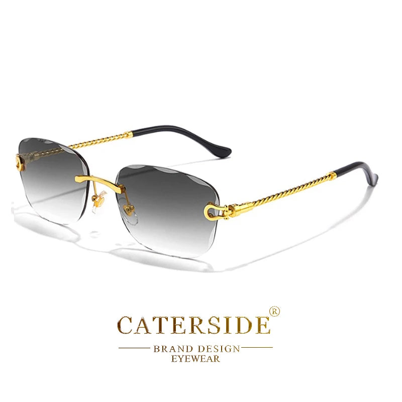 CATERSIDE Retro Fashion Sunglasses Women Men Brand Designer Rimless Gradient Sun Glasses Shades