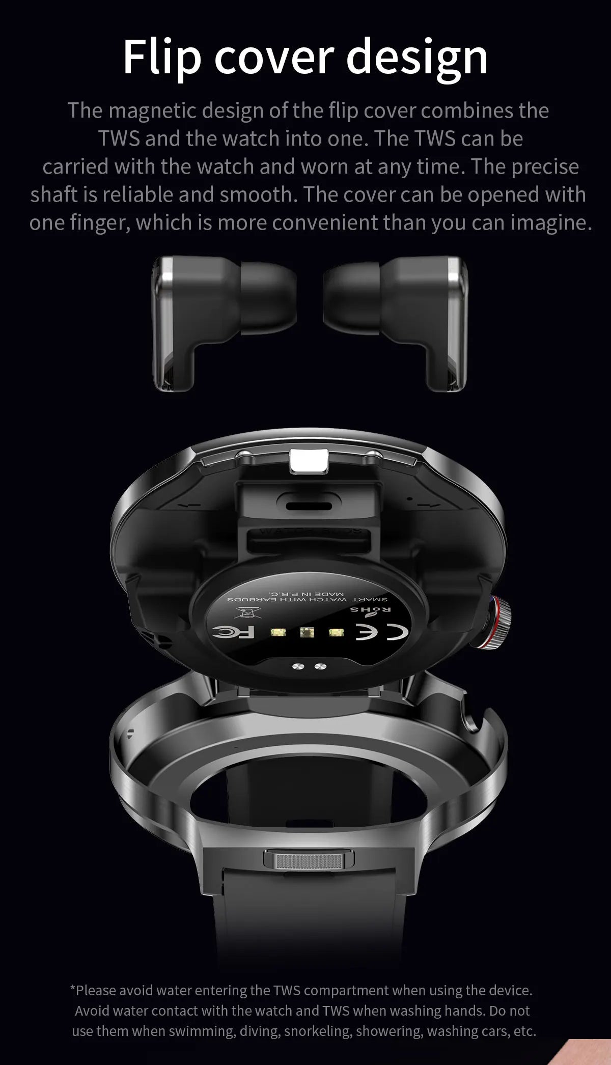 LIGE New TWS 2-In-1 Headset Smart Watch 1.85" Bluetooth Call Men Earphone Smartwatch Heart Rate Health Monitor Music