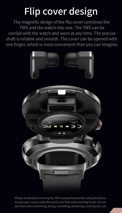 LIGE New TWS 2-In-1 Headset Smart Watch 1.85" Bluetooth Call Men Earphone Smartwatch Heart Rate Health Monitor Music