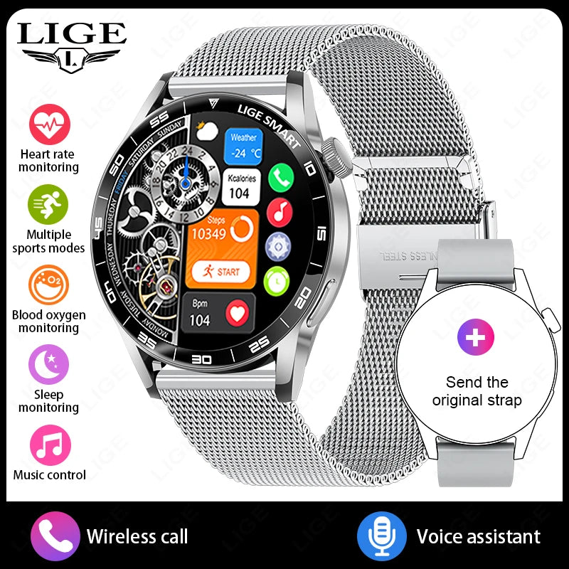 Title
LIGE Smartwatch Men For Android iOS Phone 1.38" HD Bluetooth Call Heart Rate Monitor Waterproof Sport Smart Watch

