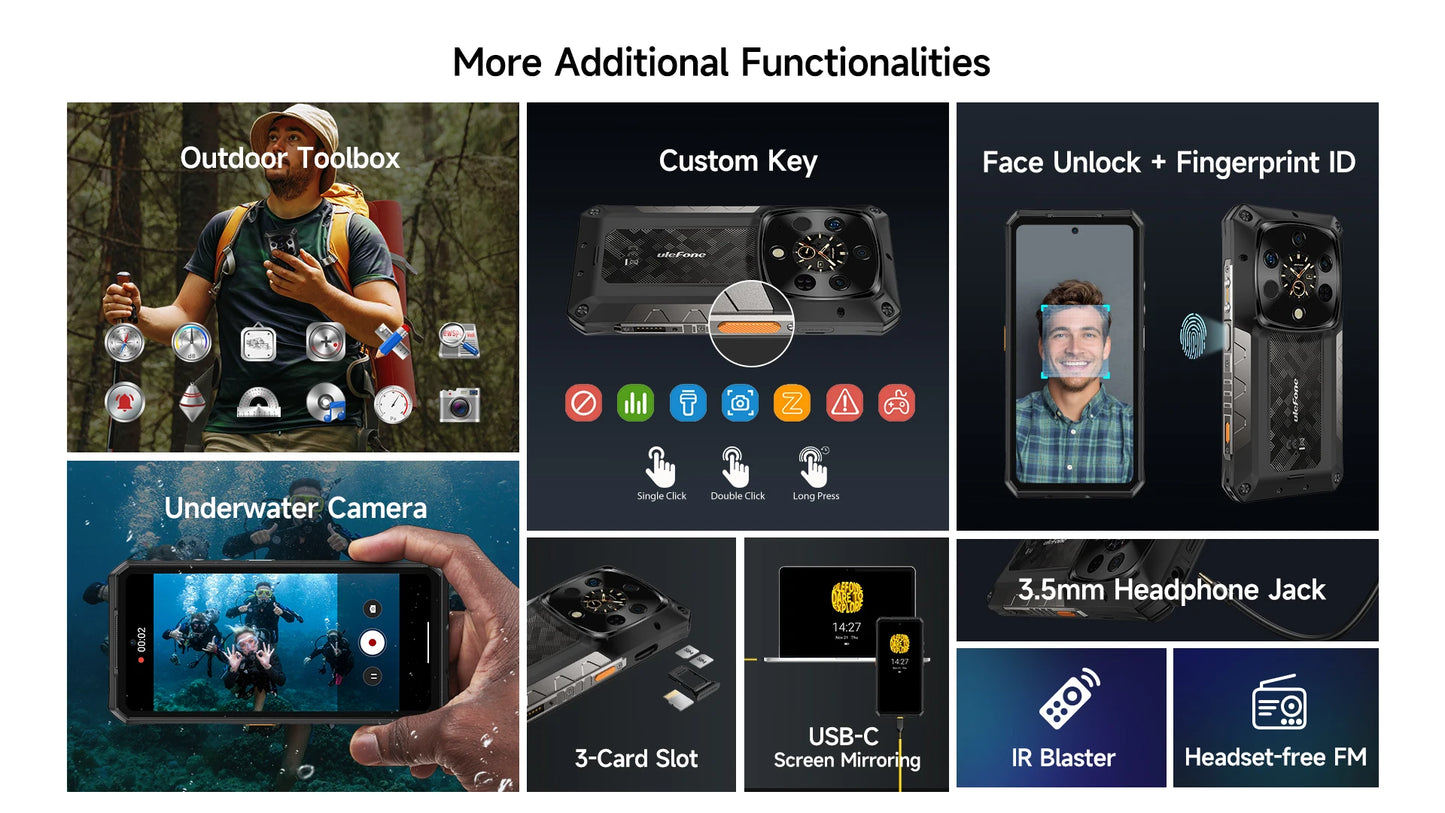 Ulefone Armor 28 Ultra 5G AI Thermal Imaging Rugged Phone Dimensity 9300+ 1TB ROM 32GB RAM Android Smartphone AMOLED Mobile