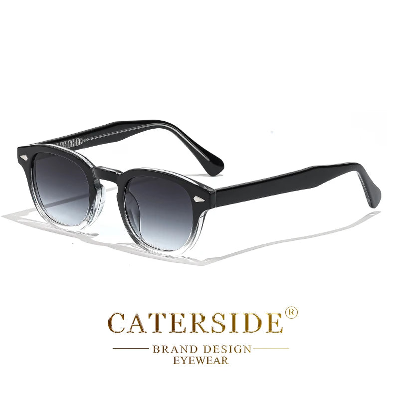 CATERSIDE Retro Round Men Sunglasses Punk Propionic Acid Pin Temple Luxury Sun Glasses Eyewear UV400
