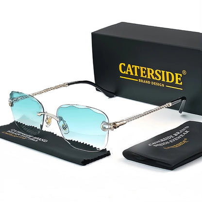 CATERSIDE Retro Fashion Sunglasses Women Men Brand Designer Rimless Gradient Sun Glasses Shades