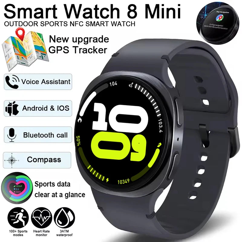 New Watch 8 Mini GPS Track Smart Watch For Men Women Map Navigation Fitness Tracker IP68 Waterproof Compass Call Smartwatch
