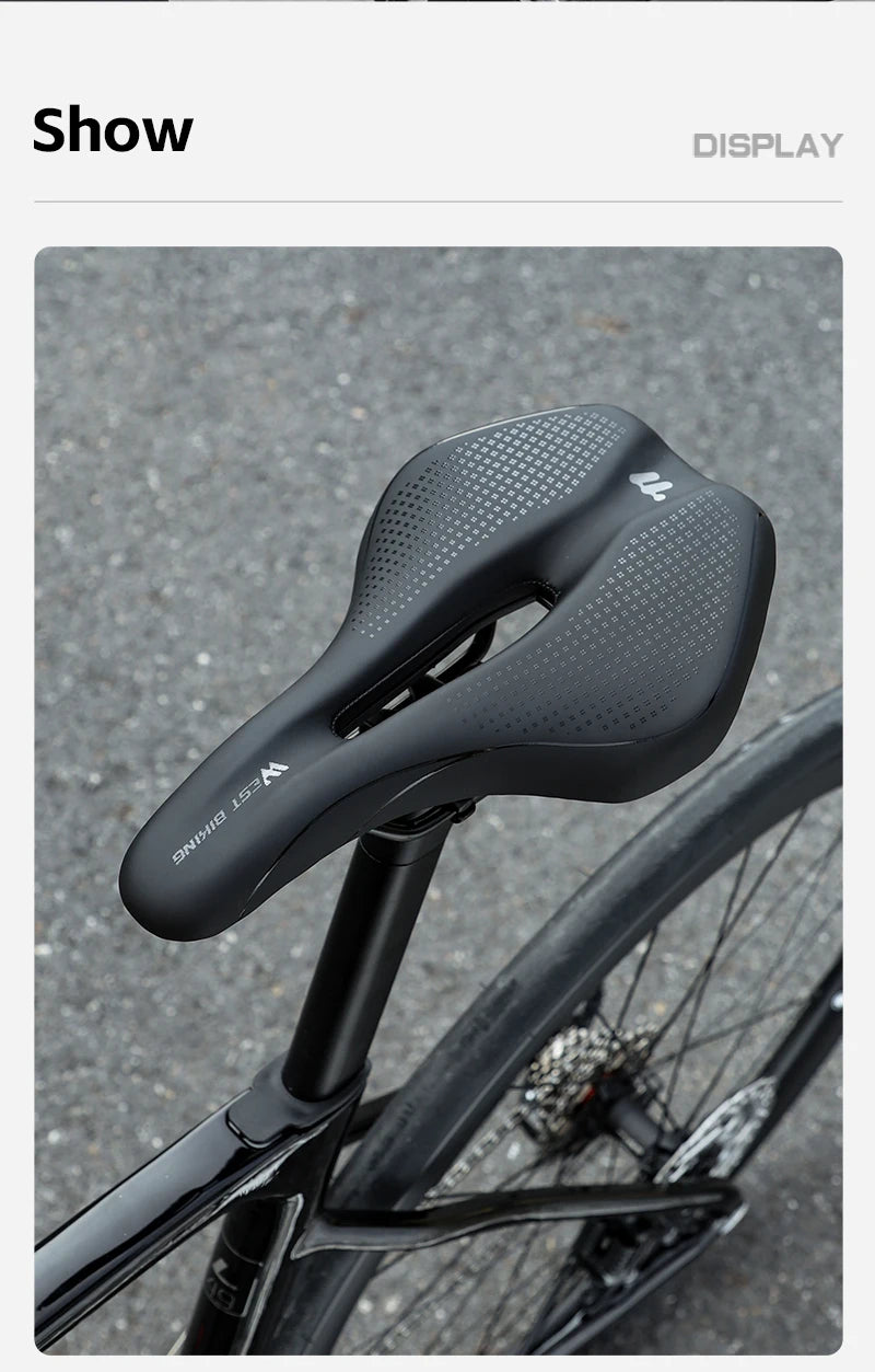 WEST BIKING Bicycle Saddle Comfortable Bike Seat Wear-resistant PU Leather Hollow Road Bicycle Parts Cycling Saddle Bike Cushion