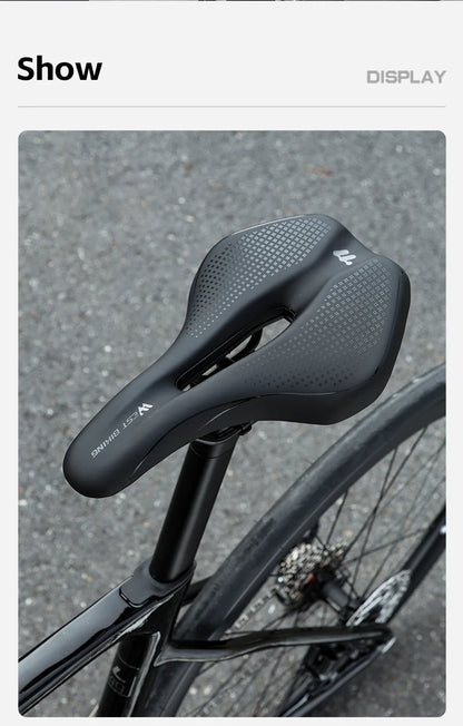 WEST BIKING Bicycle Saddle Comfortable Bike Seat Wear-resistant PU Leather Hollow Road Bicycle Parts Cycling Saddle Bike Cushion