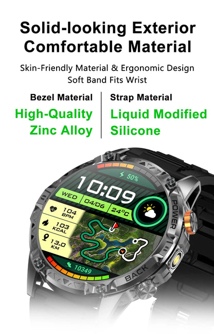 LIGE New Military T-Rex 3 Ultra Smart Watch 1000mAh Battery IP68 Waterproof Compass Flashlight Sports Tracker Smartwatch