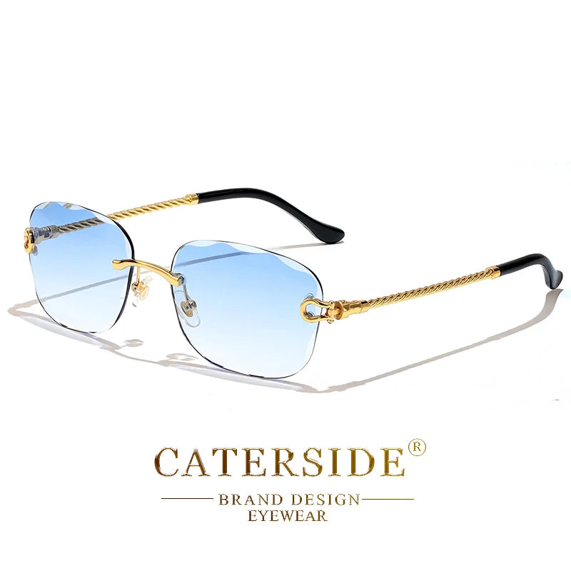CATERSIDE Retro Fashion Sunglasses Women Men Brand Designer Rimless Gradient Sun Glasses Shades
