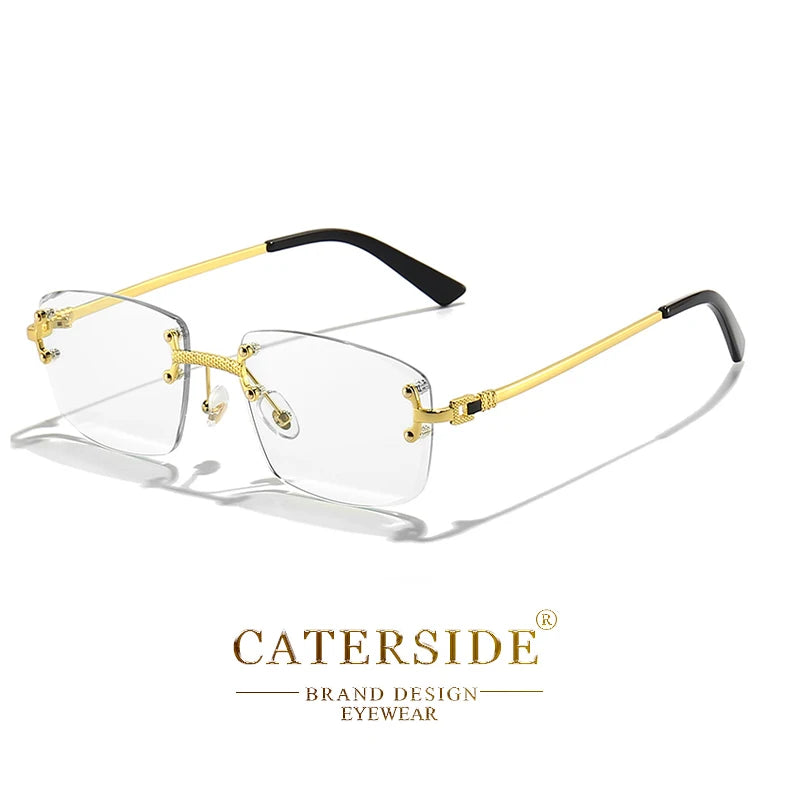 CATERSIDE Punk Rectangle Sunglasses Men Women Luxury Designer Rimless Gradient Lens Metal Sports UV400