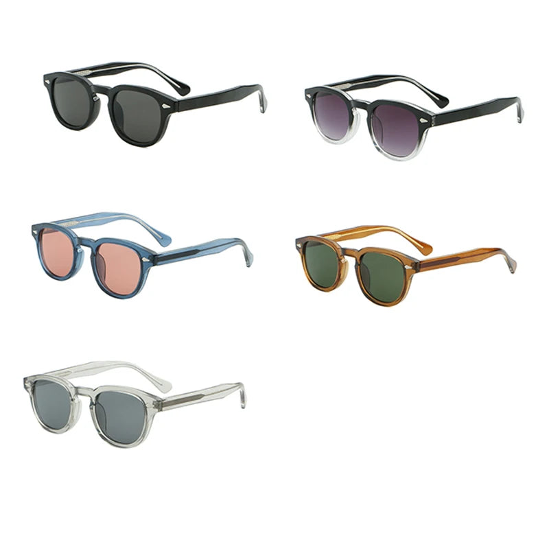 CATERSIDE Retro Round Men Sunglasses Punk Propionic Acid Pin Temple Luxury Sun Glasses Eyewear UV400