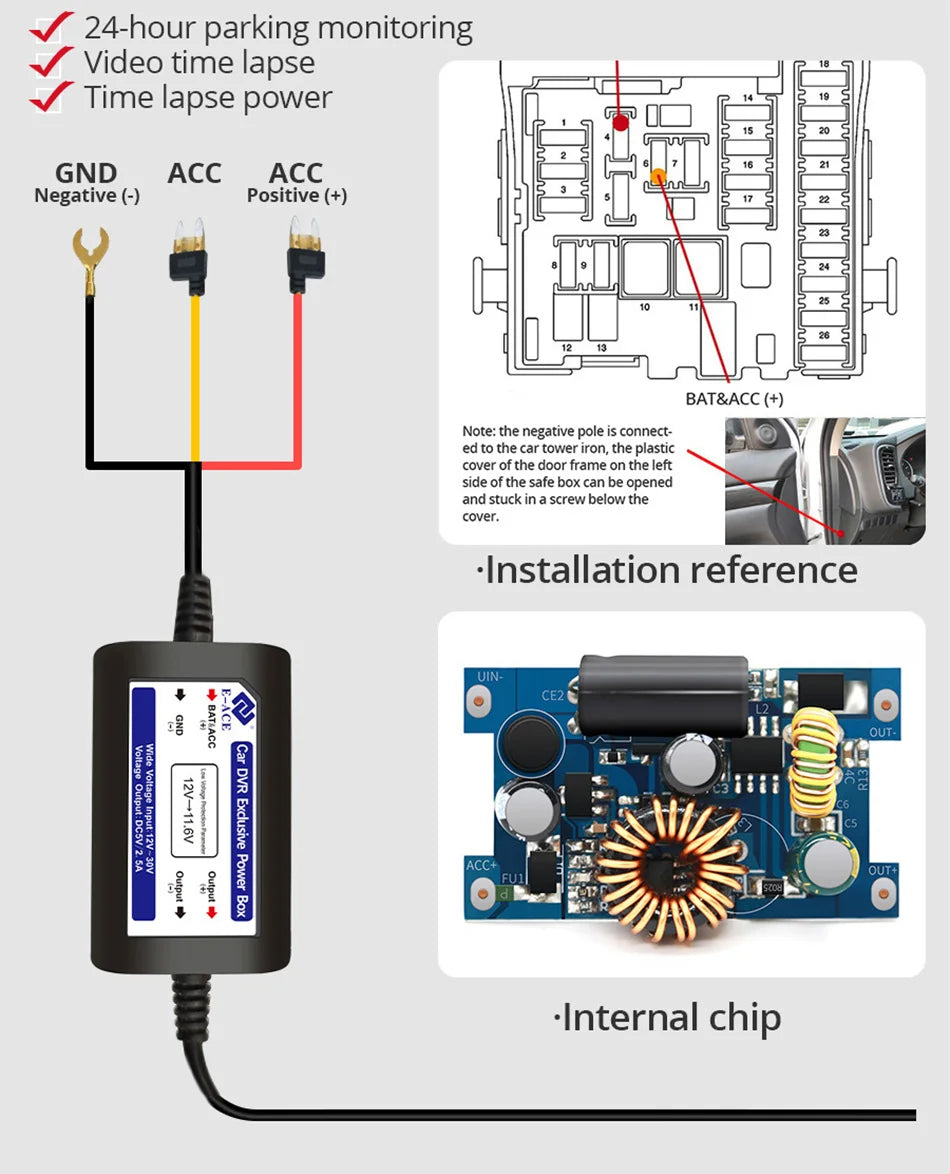 E-ACE Portable Ultra HD 4K Car Front Dash Cam WIFI DVR Optional 1080P Rear camera With 24H Parking Monitor Night Vision