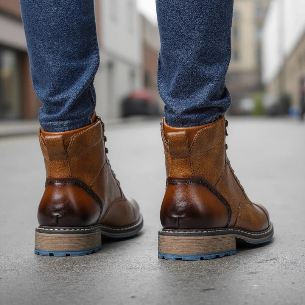 Spring Leather Boots with Zipper Classical Men Boots Fashion Comfortable Ankle Boots