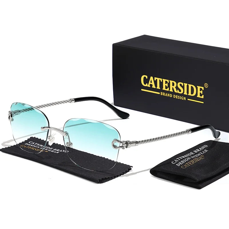CATERSIDE Retro Fashion Sunglasses Women Men Brand Designer Rimless Gradient Sun Glasses Shades