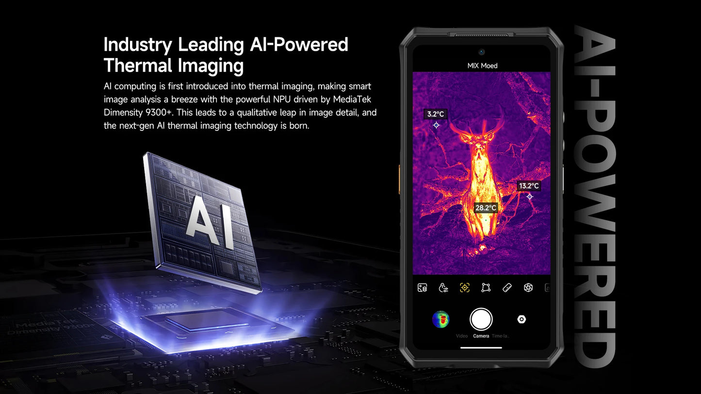 Ulefone Armor 28 Ultra 5G AI Thermal Imaging Rugged Phone Dimensity 9300+ 1TB ROM 32GB RAM Android Smartphone AMOLED Mobile