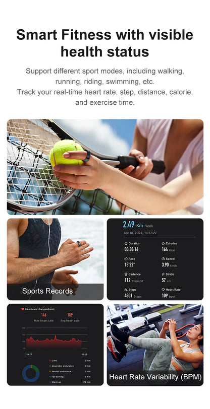 COLMI R09 Smart Ring Men Women with Charging Case, Body Temperature Health and Sleep Monitor For Xiaomi Samsung Phone