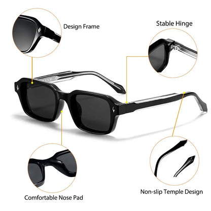 CATERSIDE Unisex Square Frame Sunglasses Retro Punk Personalized Design Sun Glasses Travel Business Festival Gift Eyewear ﻿