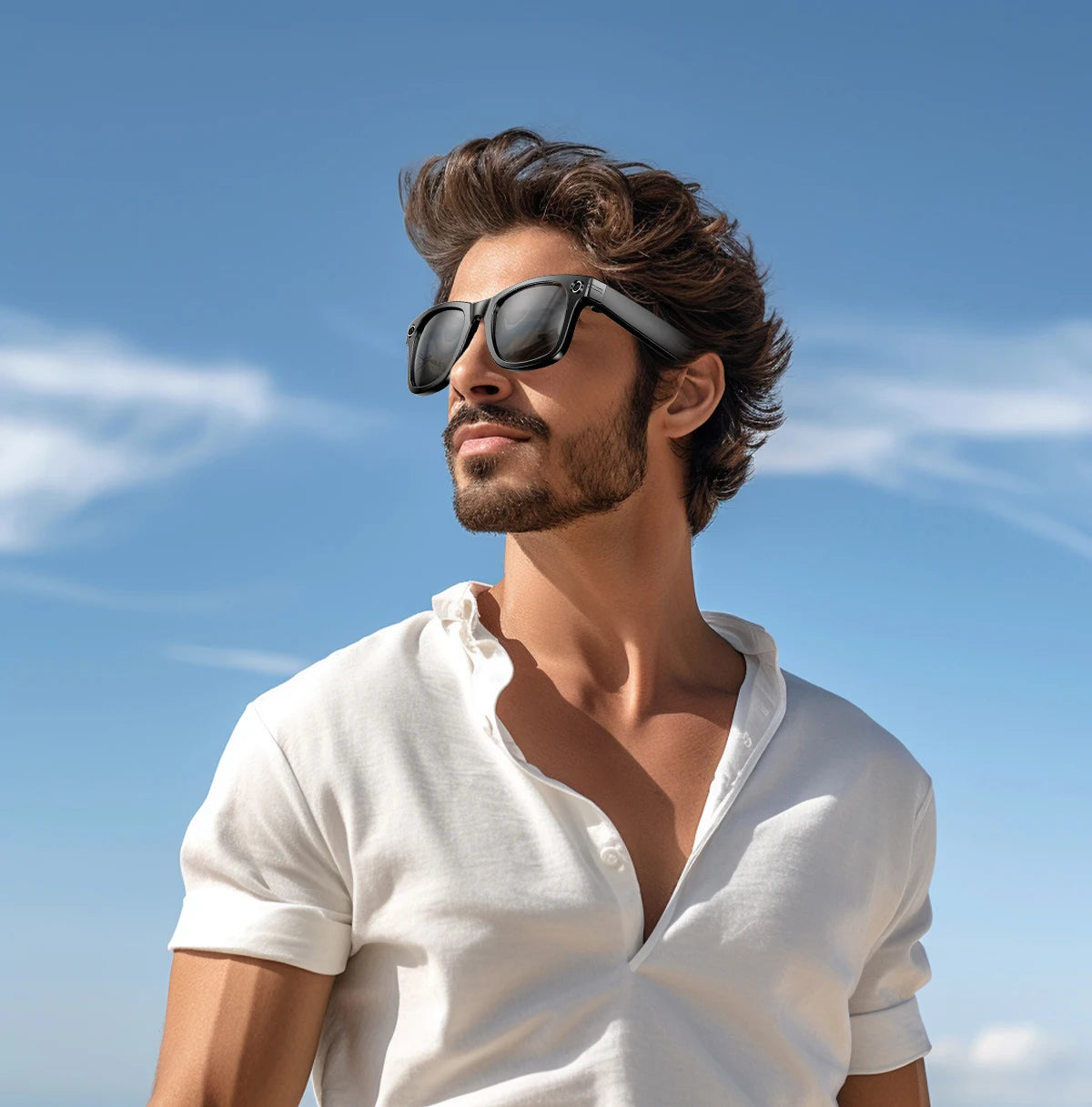 GUHUAVMI AI Smart Glasses 800W Anti Shake HD Camera Video Recording Languages Translation Sunglasses Bluetooth Call Music Play