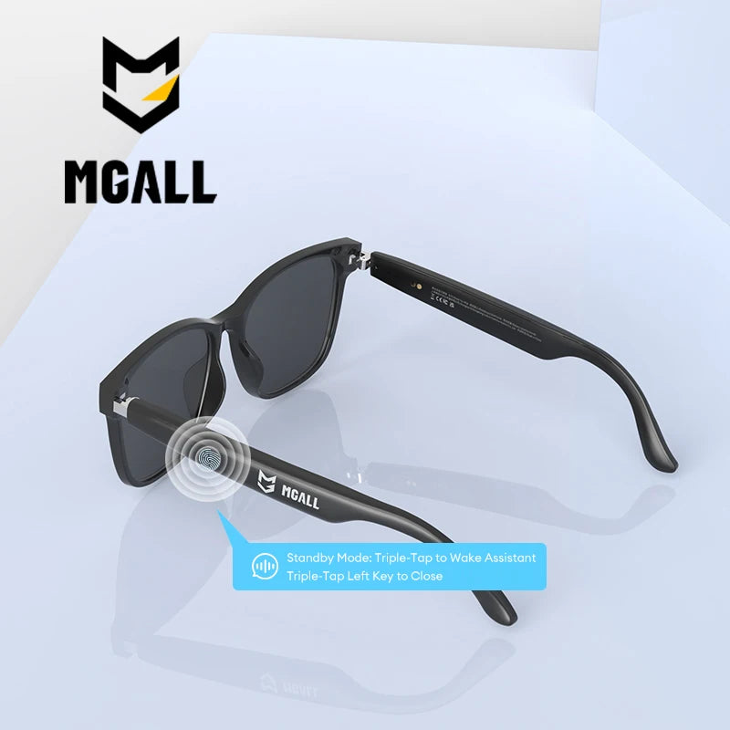 MGALL MG-C08 Smart Glasses AI Voice Assistant Bluetooth Sport Headphones Sunglasses Call Music Headphones Conference Record