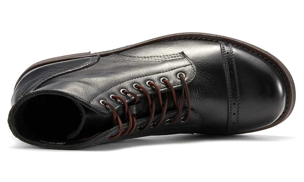 Luxury Classy Handmade Precision Stitch Wear-Resistant Casual Men Boots Genuine Leather Shoes