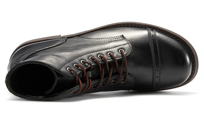 Luxury Classy Handmade Precision Stitch Wear-Resistant Casual Men Boots Genuine Leather Shoes