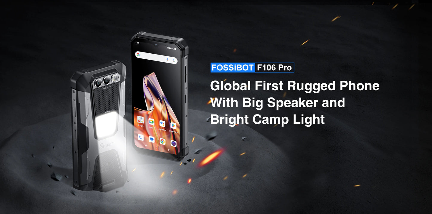FOSSIBOT F106 PRO MTK G85 4G Android 14 15GB(8+7GB Extended) 256GB ROM Rugged Smartphone 12000mAh Battery 48MP Camera
