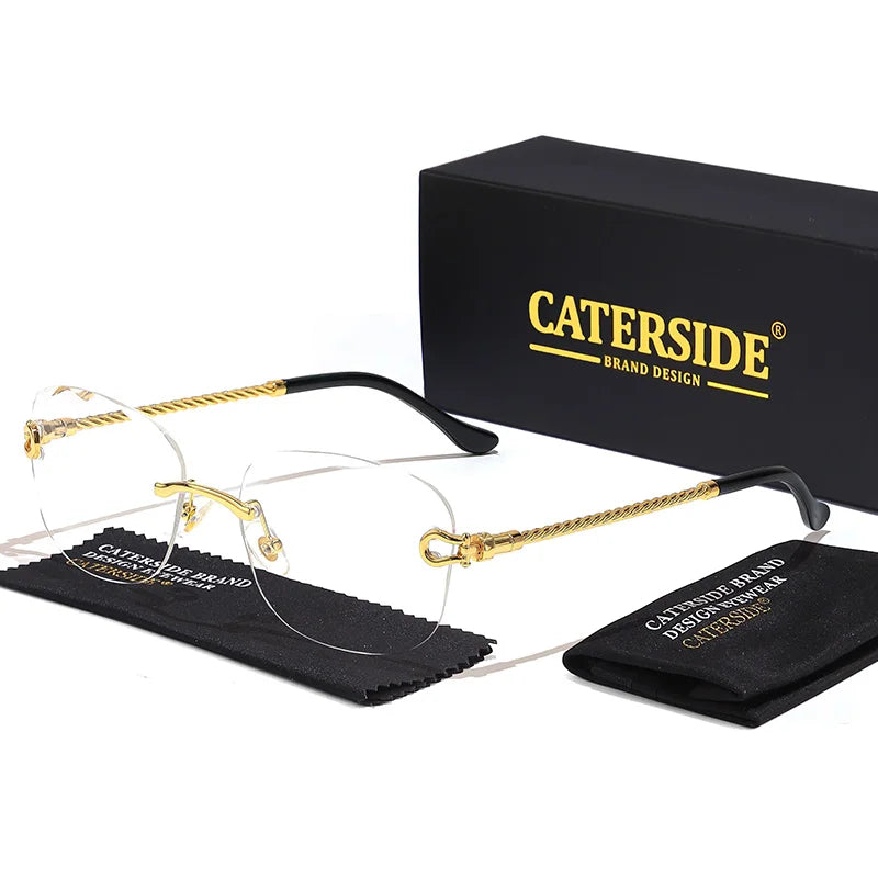 CATERSIDE Retro Fashion Sunglasses Women Men Brand Designer Rimless Gradient Sun Glasses Shades