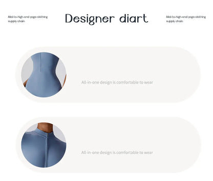 SWELTERING Summer Zipper Jumpsuits Short Sleeve Yoga Bodysuit Women's Set Gym Tracksuit Push-up Workout Clothes Dance Fitness Bodysuit