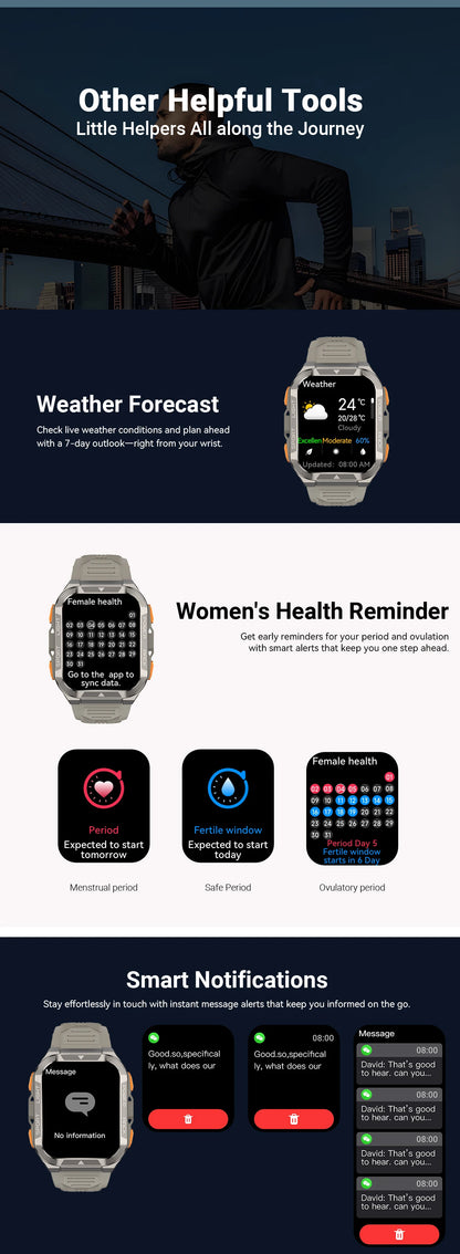 Blackview PRO Outdoor Rugged Smart Watch, GPS Position Smartwatch, 1.91‘’ Display, 900mAh with Flashlight