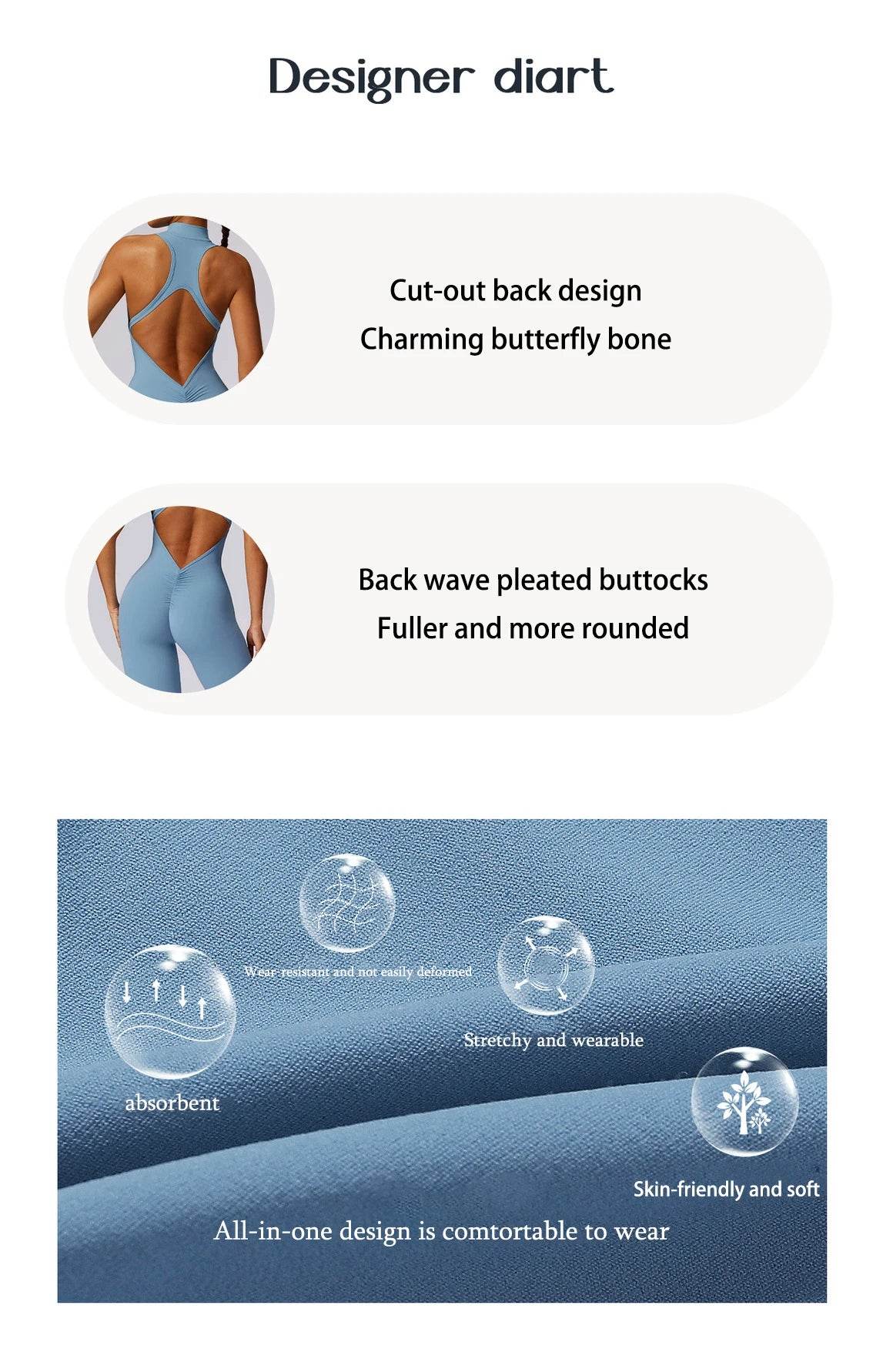 V Back One-piece Suit Women Sports Jumpsuit Zippers Yoga Rompers Backless Sportswear Women Sleeveles Workout Bodysuits Female - Zara-Craft