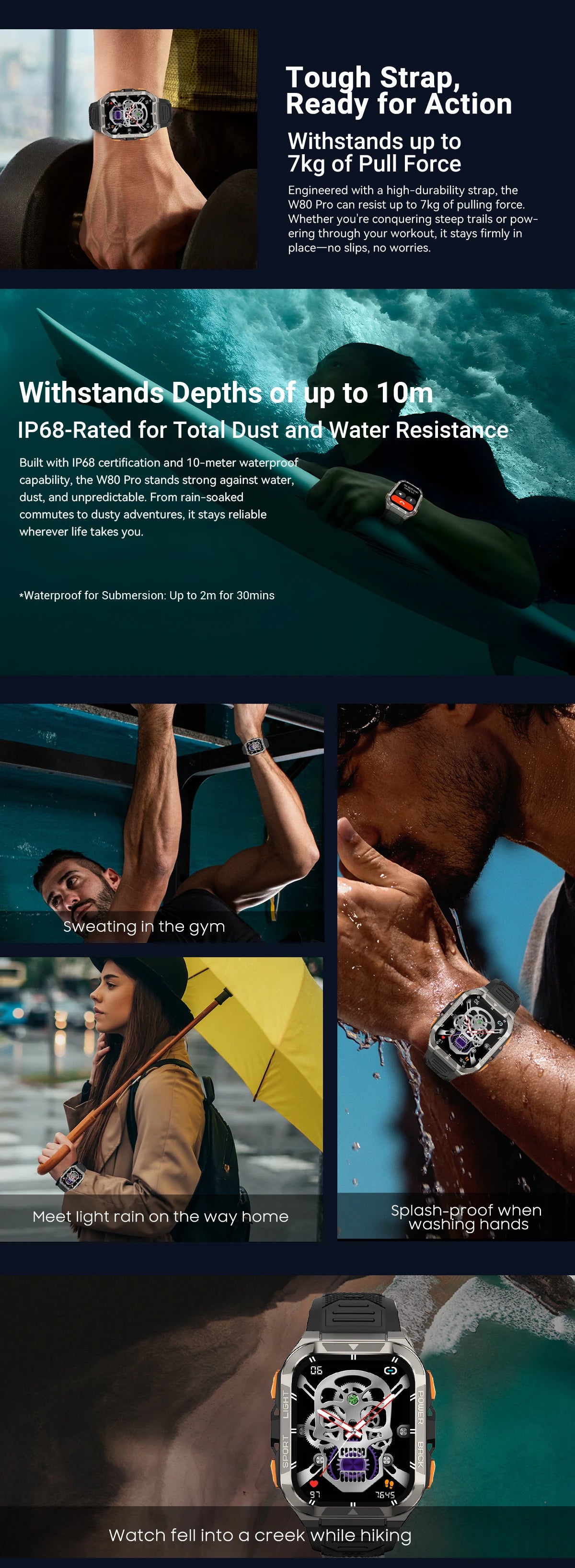 Blackview PRO Outdoor Rugged Smart Watch, GPS Position Smartwatch, 1.91‘’ Display, 900mAh with Flashlight