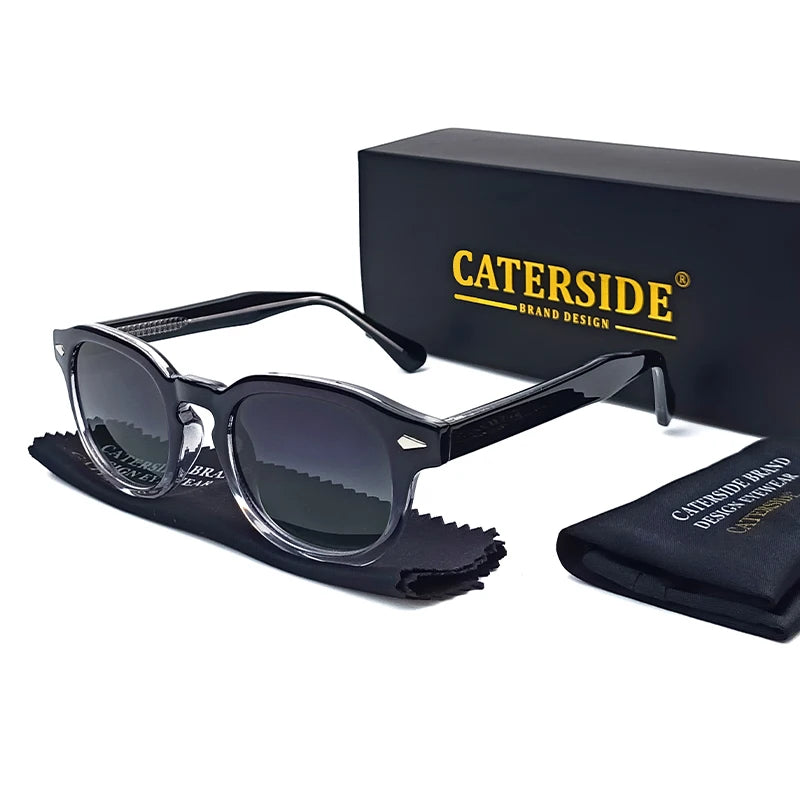 CATERSIDE Retro Round Men Sunglasses Punk Propionic Acid Pin Temple Luxury Sun Glasses Eyewear UV400