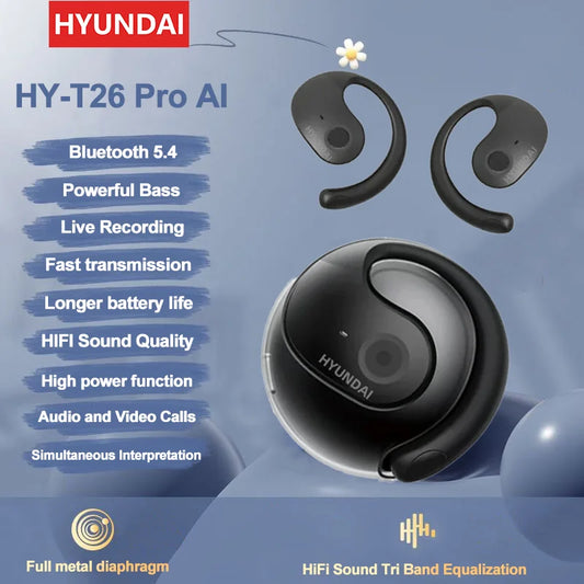 HYUNDAI PRO AI Real Time Translator Earbuds 98% Accuracy Wireless BT Translation Earphones for Travel Business Learning