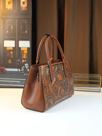 New Retro Fashion Handbag Women's Shoulder Crossbody Bag with Embossed Worn Finish