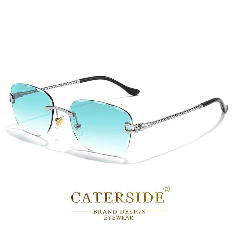 CATERSIDE Retro Fashion Sunglasses Women Men Brand Designer Rimless Gradient Sun Glasses Shades