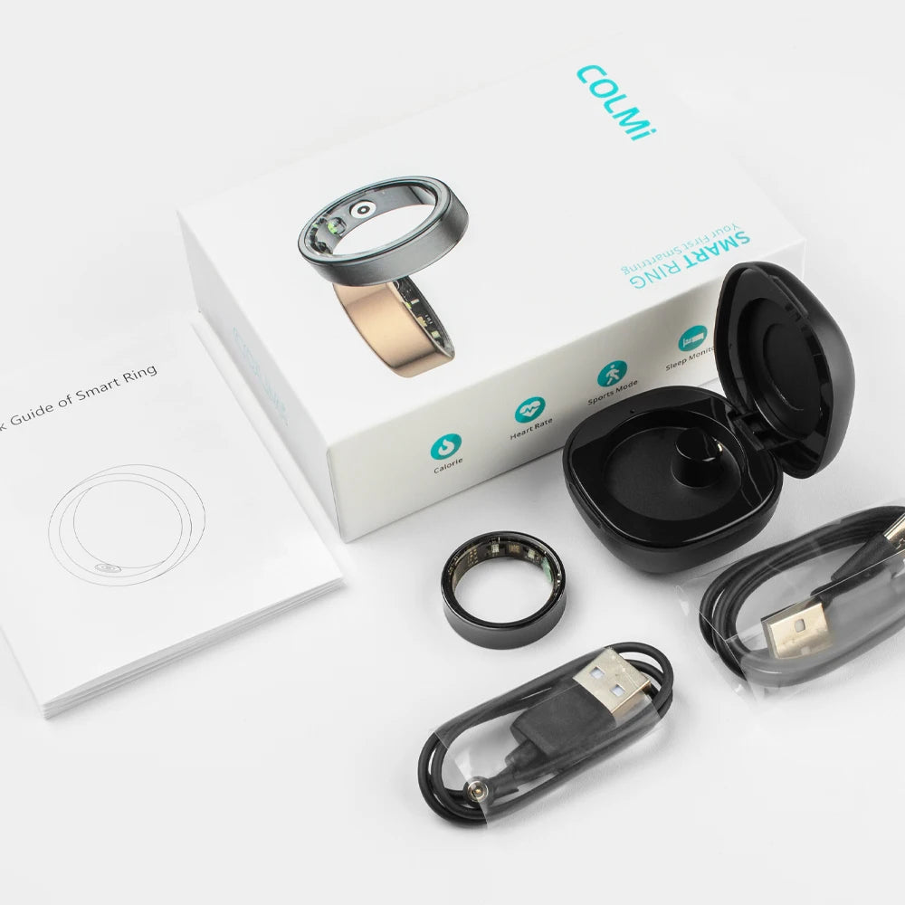 COLMI R09 Smart Ring Men Women with Charging Case, Body Temperature Health and Sleep Monitor For Xiaomi Samsung Phone